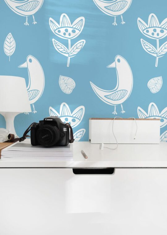 Scandinavian bird peel and stick wallpaper