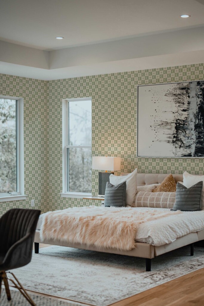 Beige Stars self-adhesive wallpaper with celestial pattern by Fancy Walls