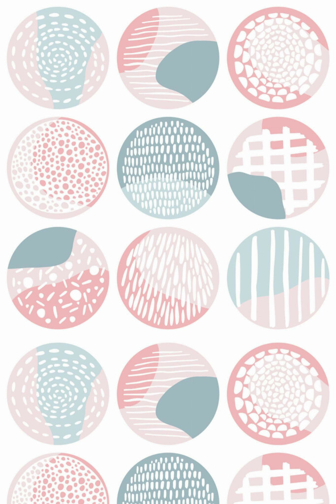 Pattern repeat of Boho circles removable wallpaper design