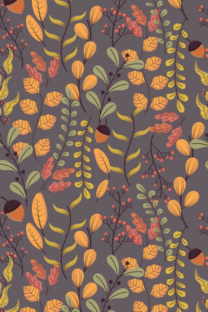 Pattern repeat of Boho fall removable wallpaper design