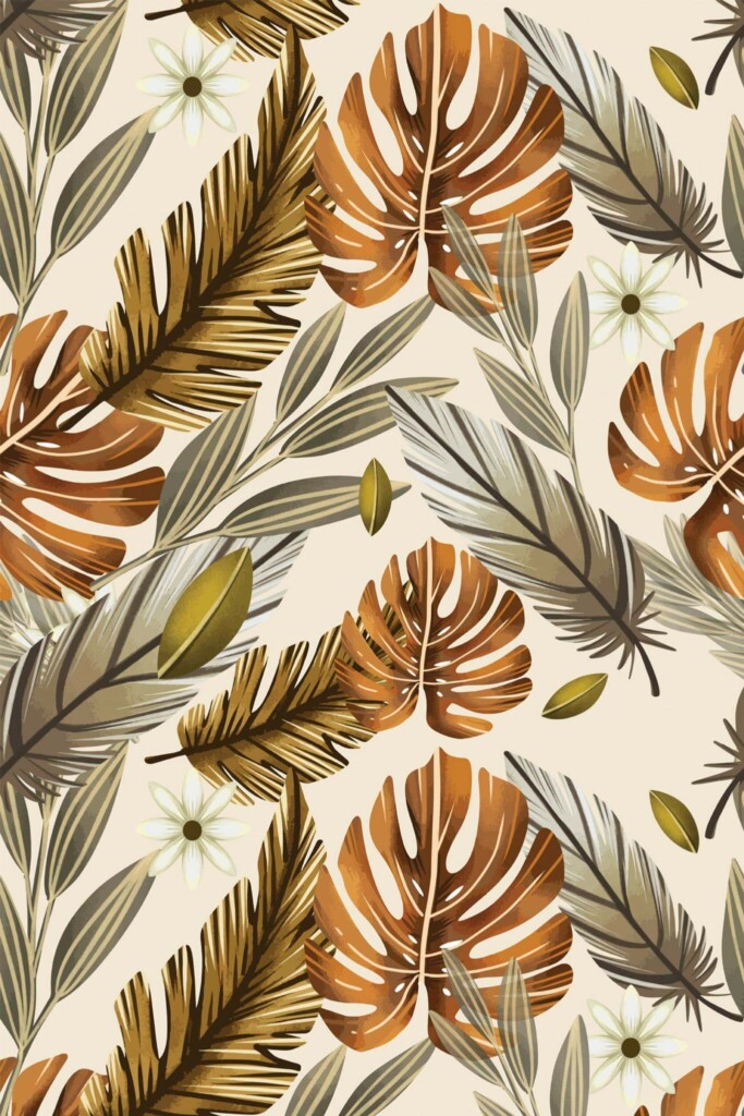Pattern repeat of Boho feather removable wallpaper design
