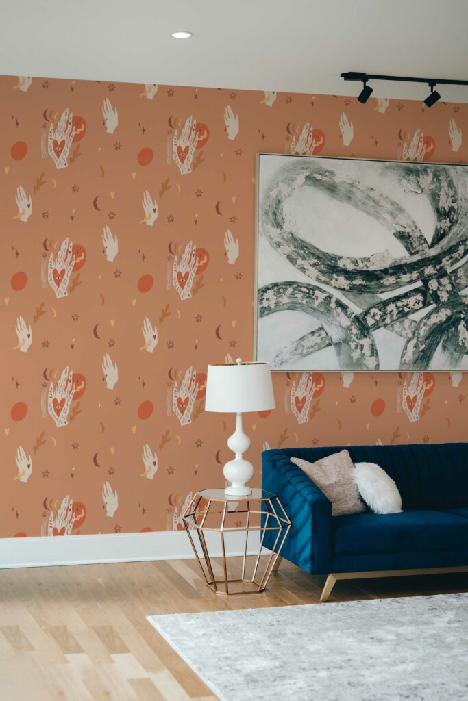 Brown Hand Embrace Self-Adhesive Wallpaper by Fancy Walls
