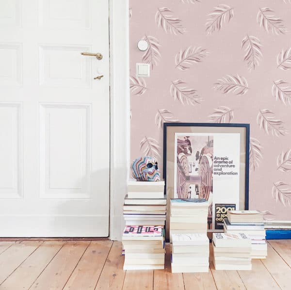 Pink boho leaf peel stick wallpaper