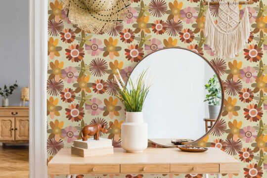 floral multicolor traditional wallpaper