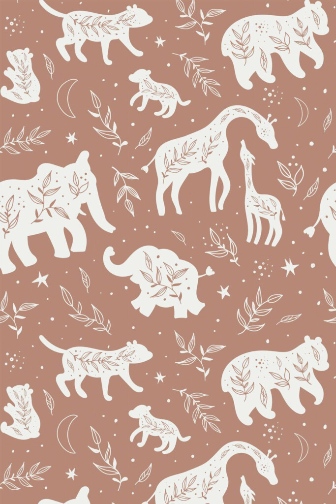 Pattern repeat of Boho safari removable wallpaper design
