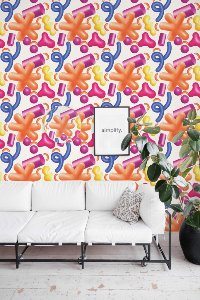 Peel and stick wallpaper with colorful geometric pattern by Fancy Walls