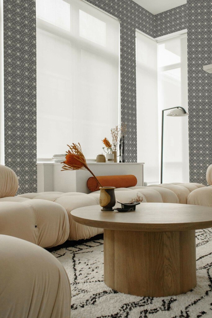 Contemporary style living room decorated with Bold Art deco peel and stick wallpaper
