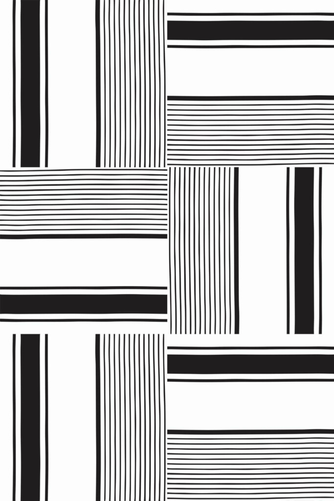 Pattern repeat of Bold black and white removable wallpaper design