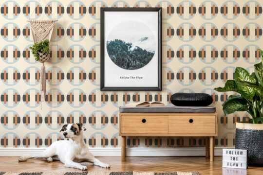 Retro circle peel and stick removable wallpaper