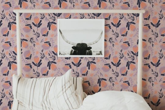 Bold Scandinavian floral sticky wallpaper