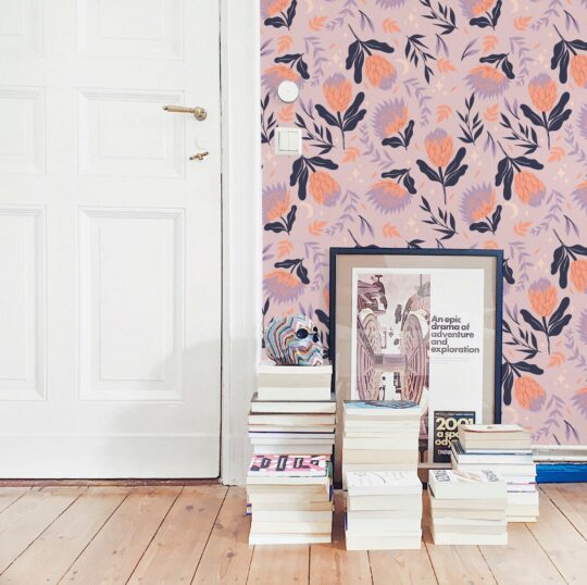 Bold Scandinavian floral peel and stick removable wallpaper