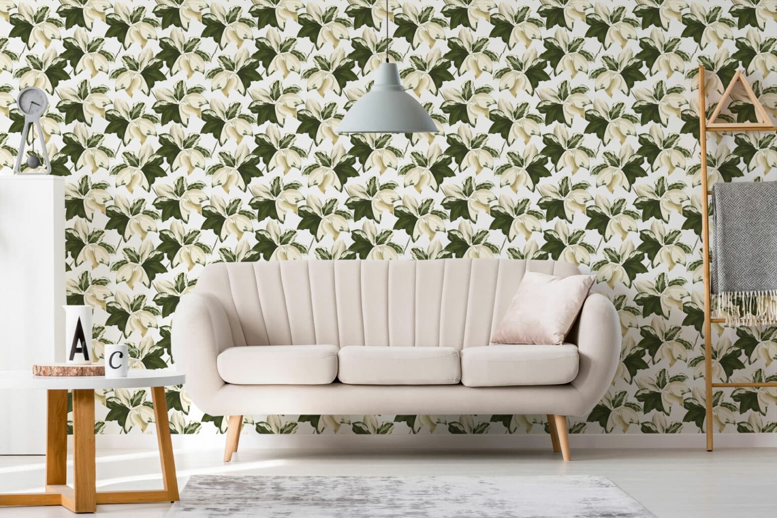 Bold green leaf pattern wallpaper - Peel and Stick Removable - Fancy Walls