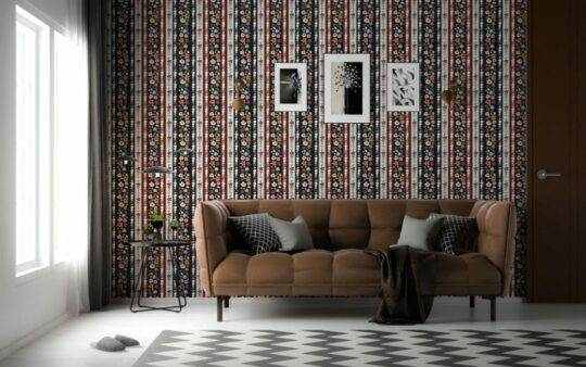 Floral stripe wallpaper for walls