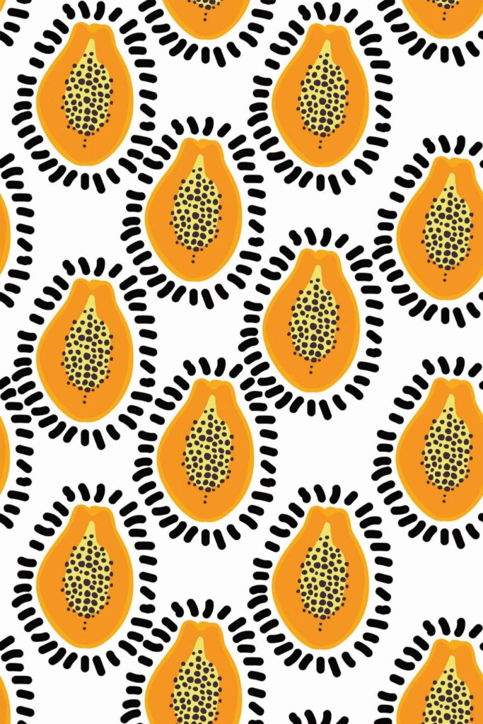 Pattern repeat of Bold papaya removable wallpaper design
