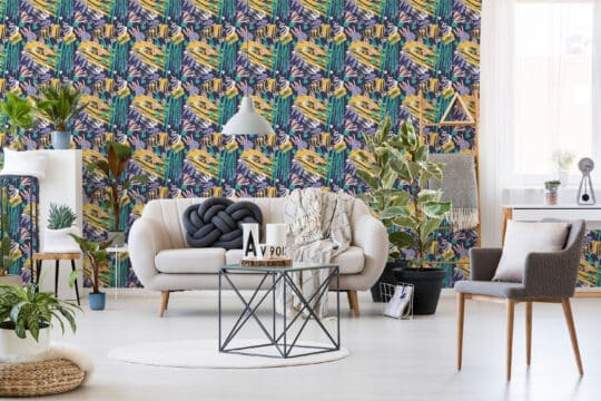 brushstroke multicolor traditional wallpaper