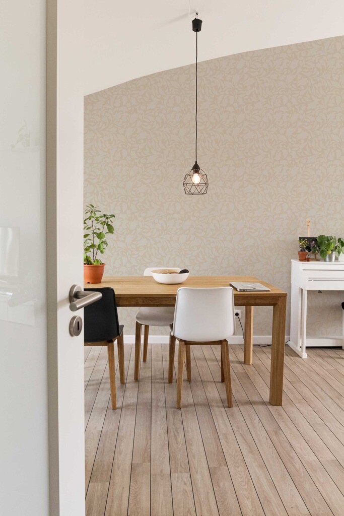 Soft beige paisley wallpaper for walls by Fancy Walls. Cream Paisley Layne Botanical wallpaper in collaboration with Dream Green DIY peel and stick or non-pasted