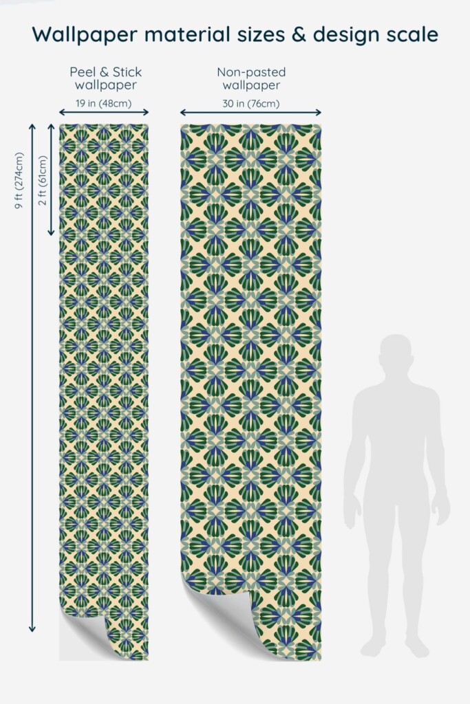 Fancy Walls removable wallpaper with green symmetrical flower print