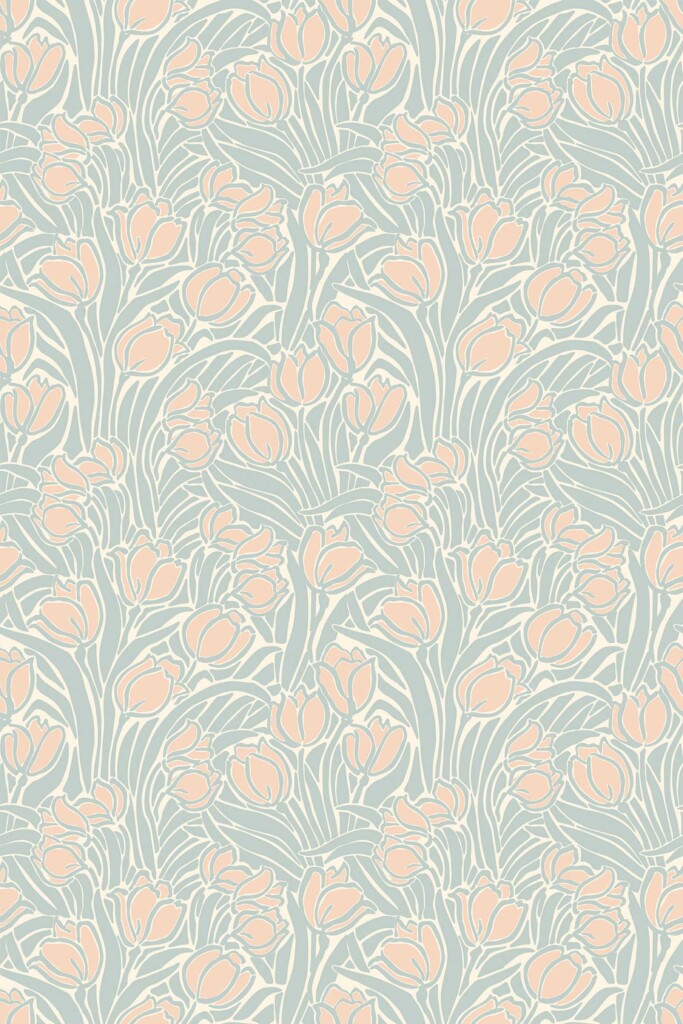 Fancy Walls self-adhesive wallpaper with aesthetic light tulips.