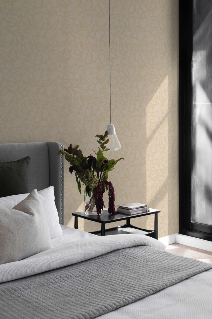 Beige Paisley peel and stick wallpaper by Fancy Walls