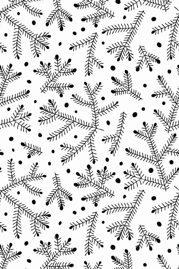 Pattern repeat of Branches and dots removable wallpaper design
