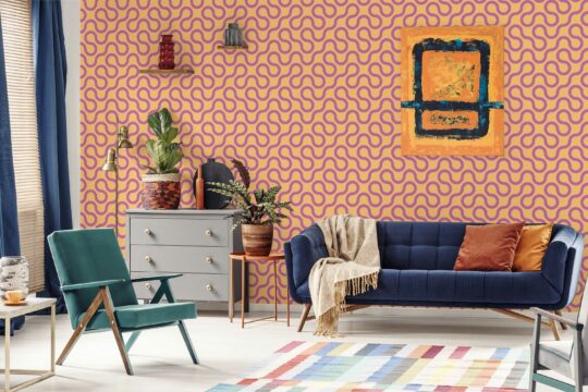 Bright Orange Geometry wallpaper for walls by Fancy Walls