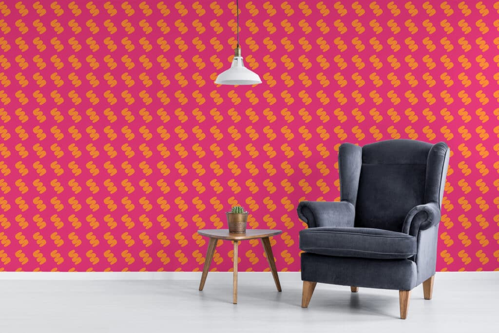 Bright pink and orange wallpaper - Peel and Stick or Non-Pasted