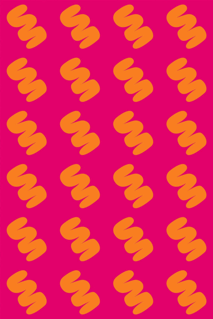 Pattern repeat of Bright pink and orange removable wallpaper design