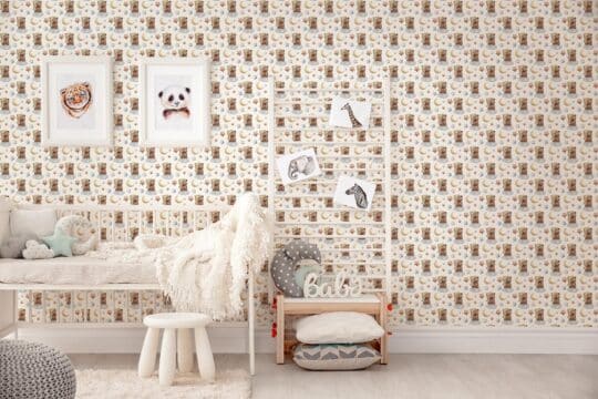 brown and beige kids room peel and stick removable wallpaper