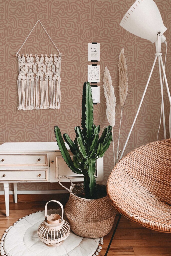 Fancy Walls Brown Brush stroke self-adhesive wallpaper