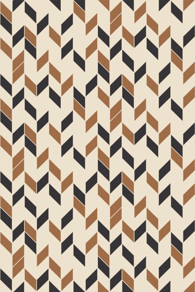Pattern repeat of Brown chevron removable wallpaper design