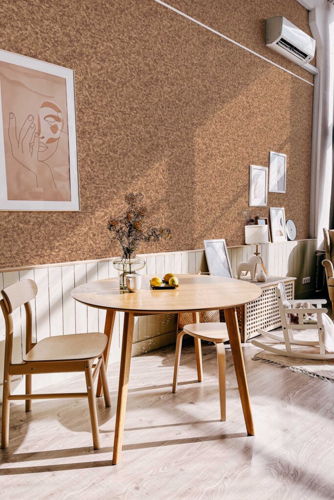 Self-Adhesive Wallpaper with Brown Cork Look by Fancy Walls.