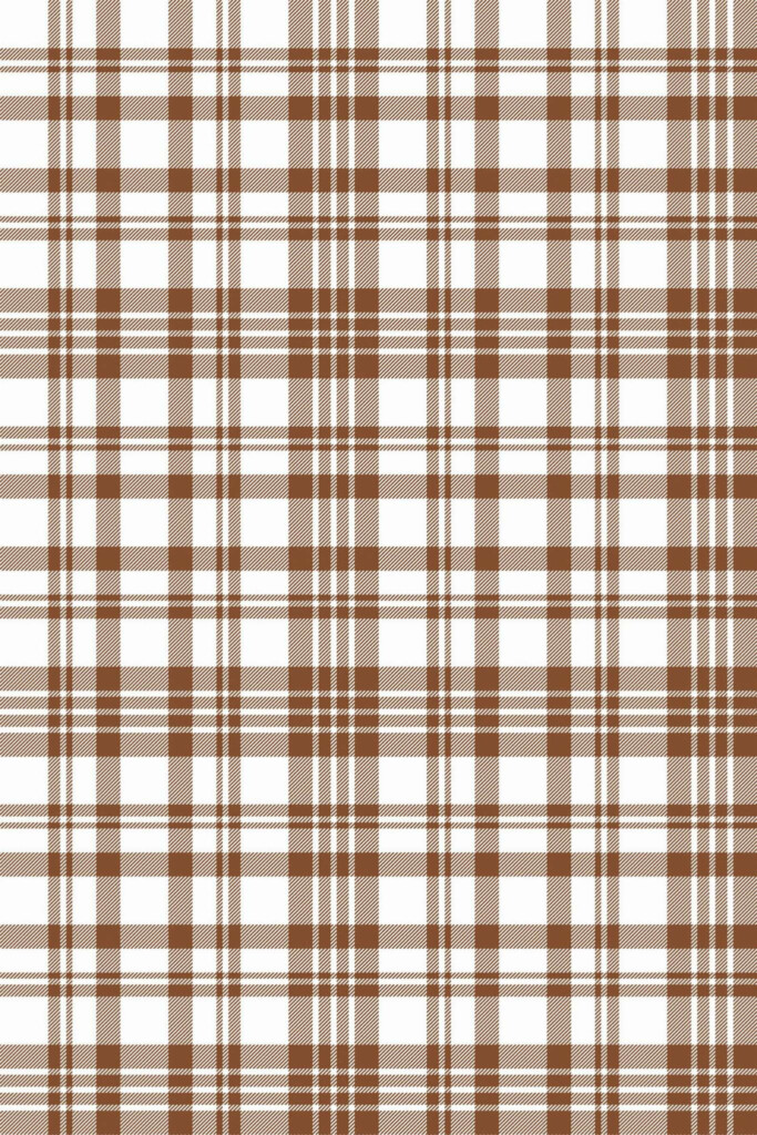 Pattern repeat of Brown farmhouse plaid removable wallpaper design