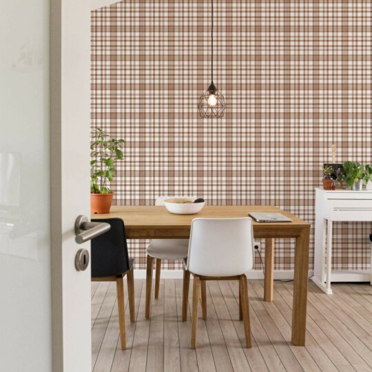 Beige Seamless Plaid Peel and Stick Wallpaper Sample - 19′′x19′′, PVC-Free