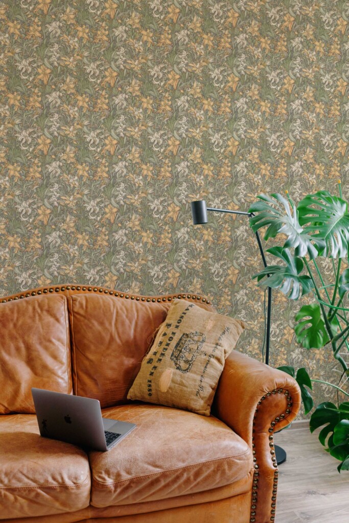 Fancy Walls unpasted wallpaper with an elegant brown botanical style.