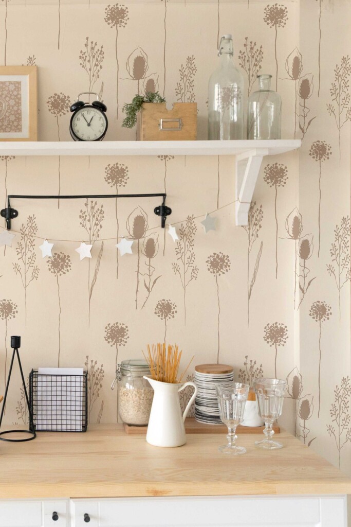 Fancy Walls Brown Floral peel and stick wallpaper