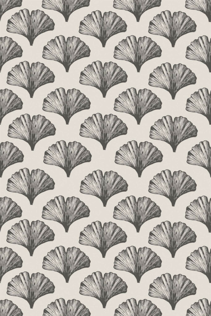 Pattern repeat of Brown ginkgo leaf removable wallpaper design