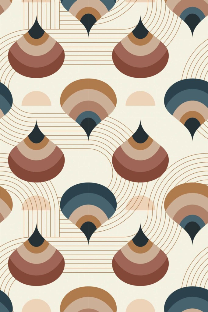 Pattern repeat of Brown hand drawn retro removable wallpaper design