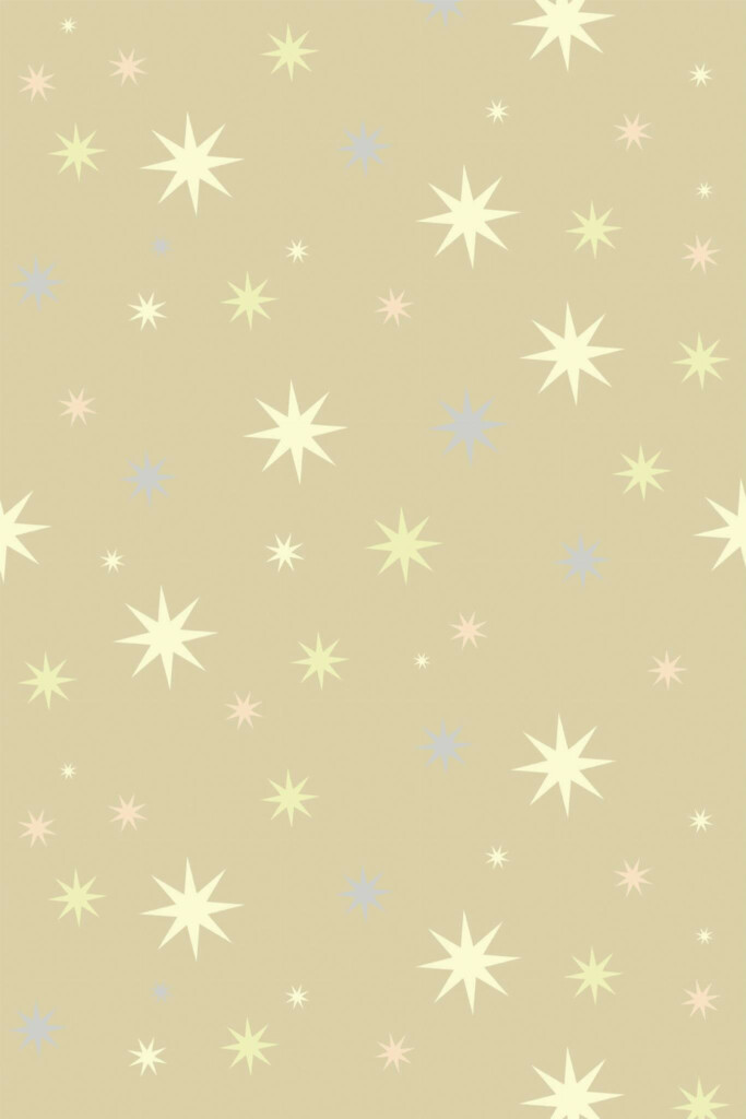 Pattern repeat of Brown Nursery Stars removable wallpaper design