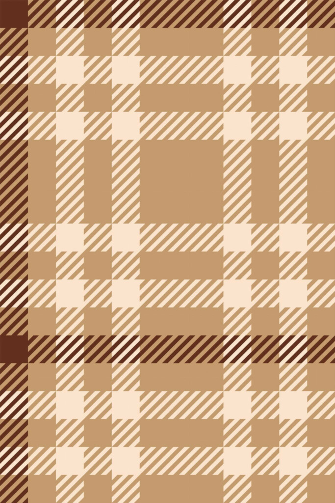 Pattern repeat of Brown plaid removable wallpaper design