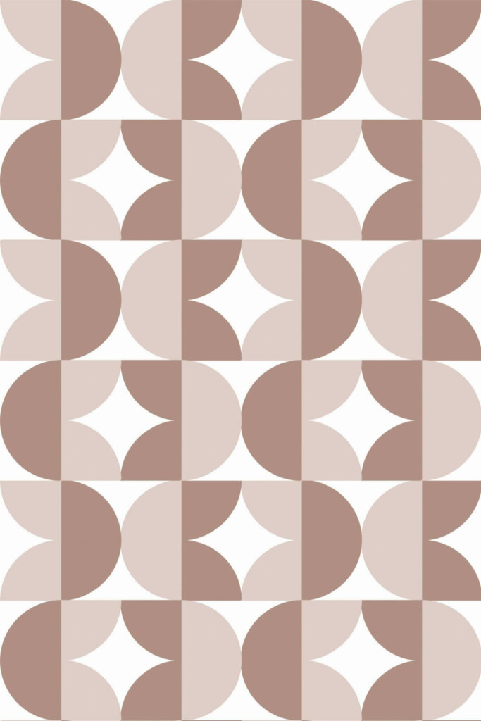 Pattern repeat of Brown retro geometric removable wallpaper design