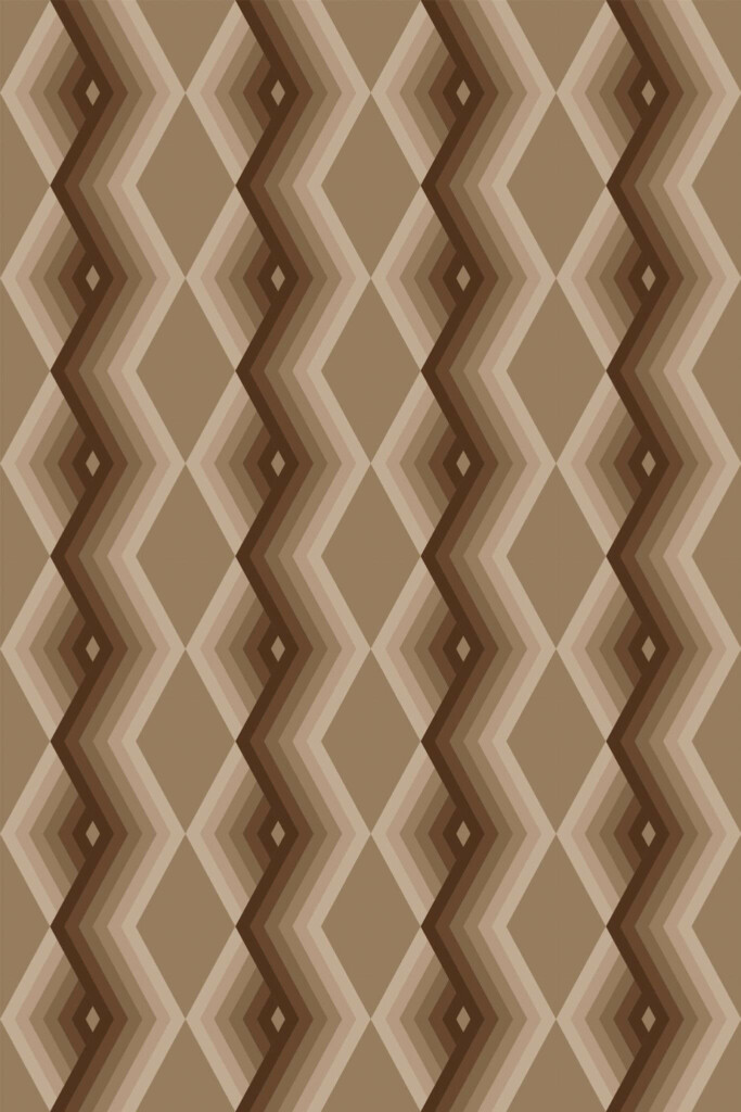 Pattern repeat of Brown retro removable wallpaper design