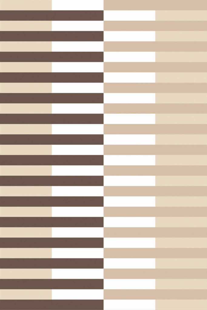 Pattern repeat of Brown striped removable wallpaper design