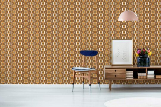 Brown 70s retro peel and stick removable wallpaper