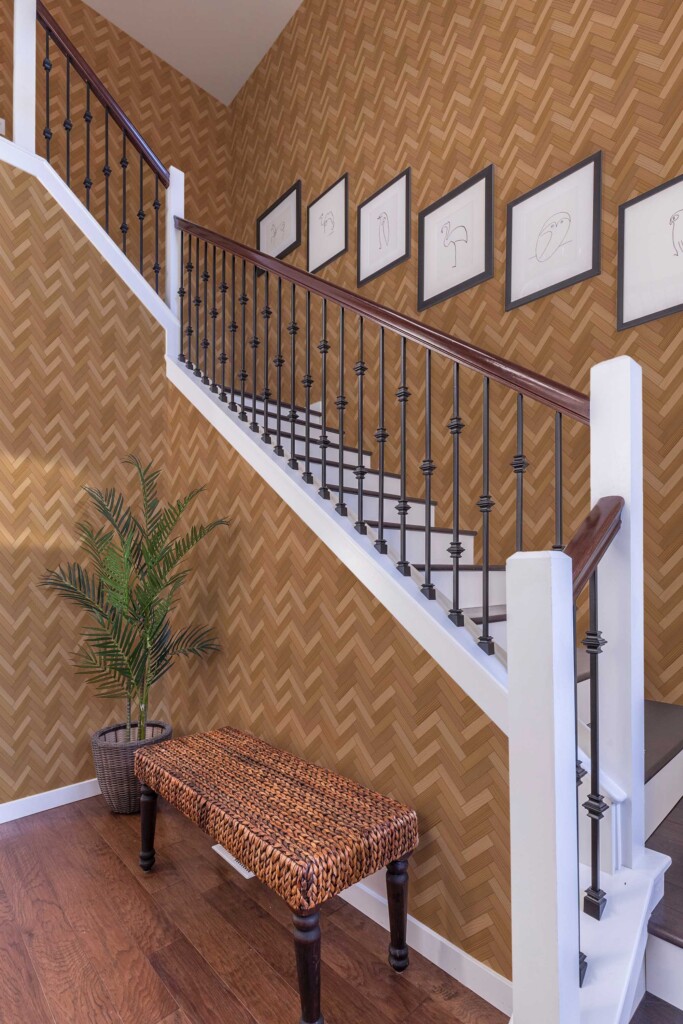 Traditional Wallpaper with Brown Wood Look design by Fancy Walls.