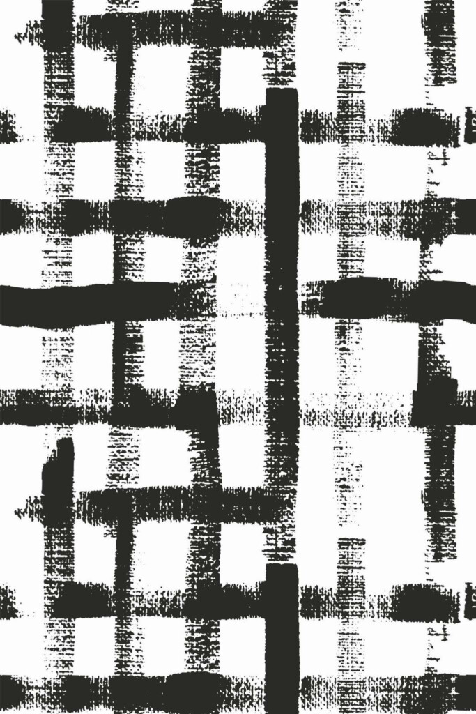 Pattern repeat of Brush stroke gingham removable wallpaper design