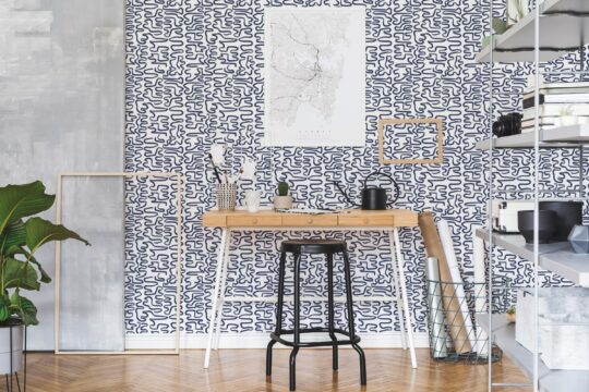 blue and white home office peel and stick removable wallpaper