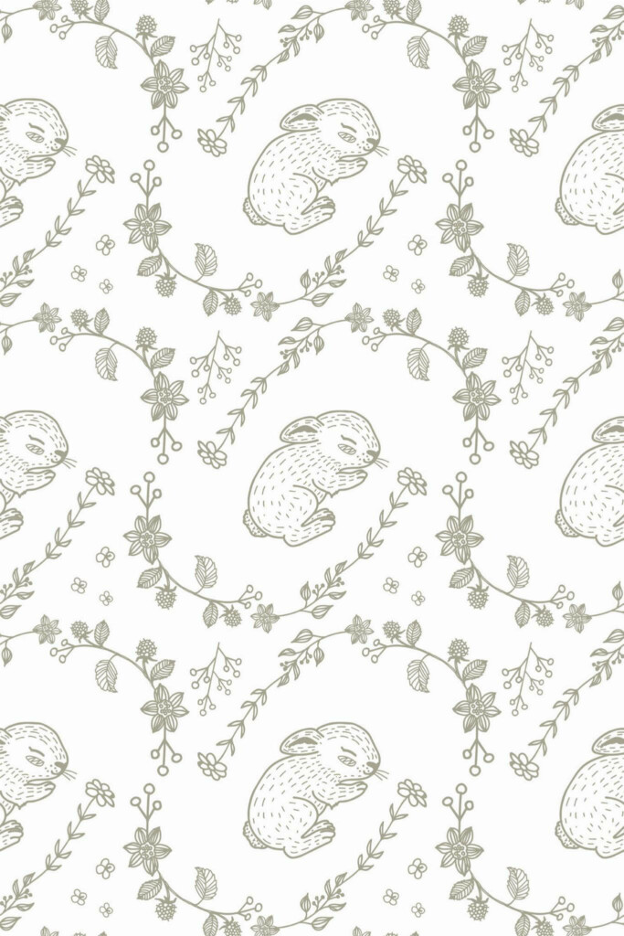 Pattern repeat of Bunny removable wallpaper design