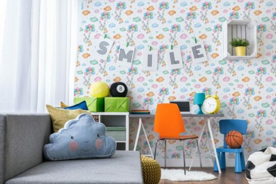 Watercolor bunny stick on wallpaper