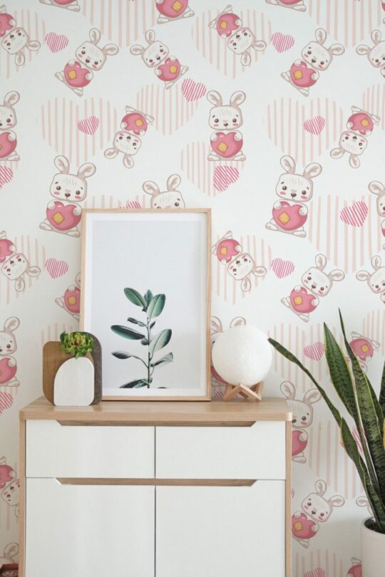 Kawaii bunny stick on wallpaper