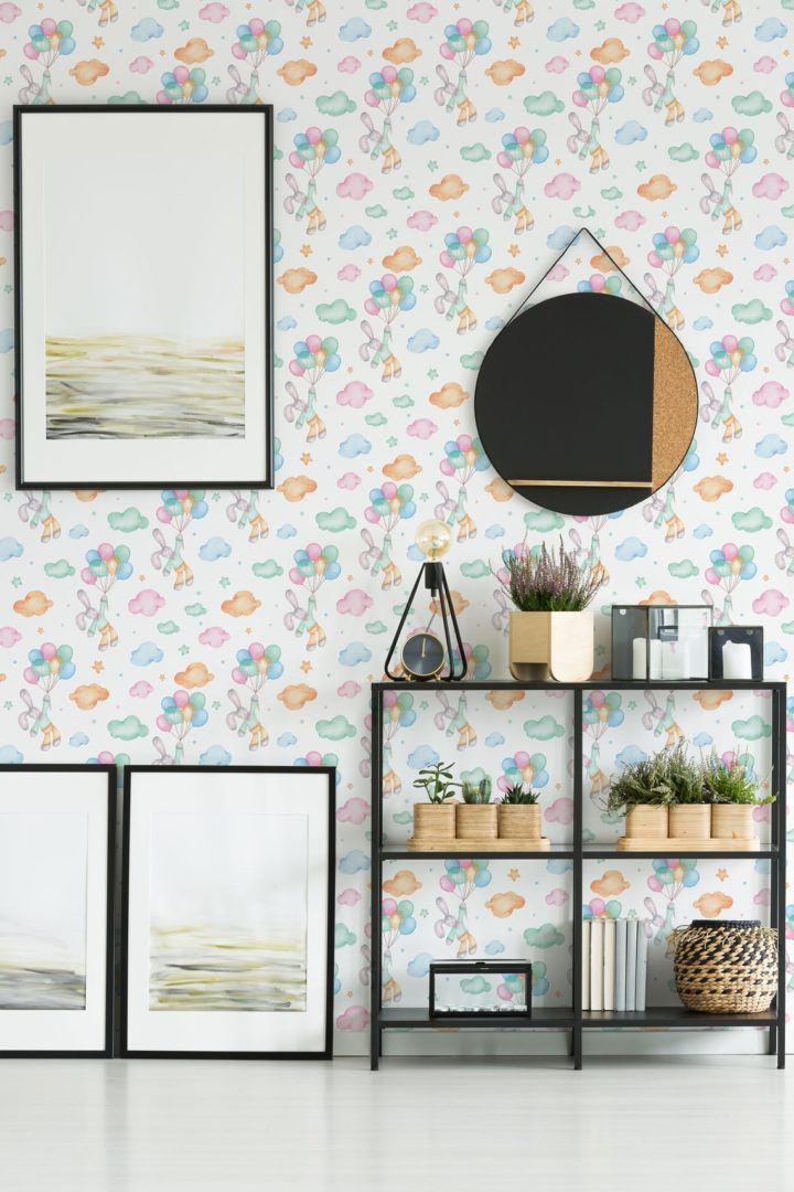 Colorful bunny wallpaper - Peel and Stick Removable | Fancy Walls